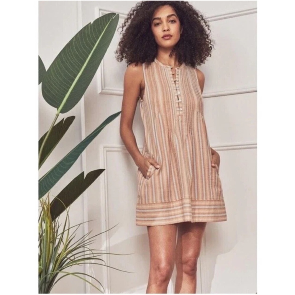 Faherty Striped Tan Dress